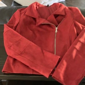 Suede Moto Jacket, Deep Red/Wine